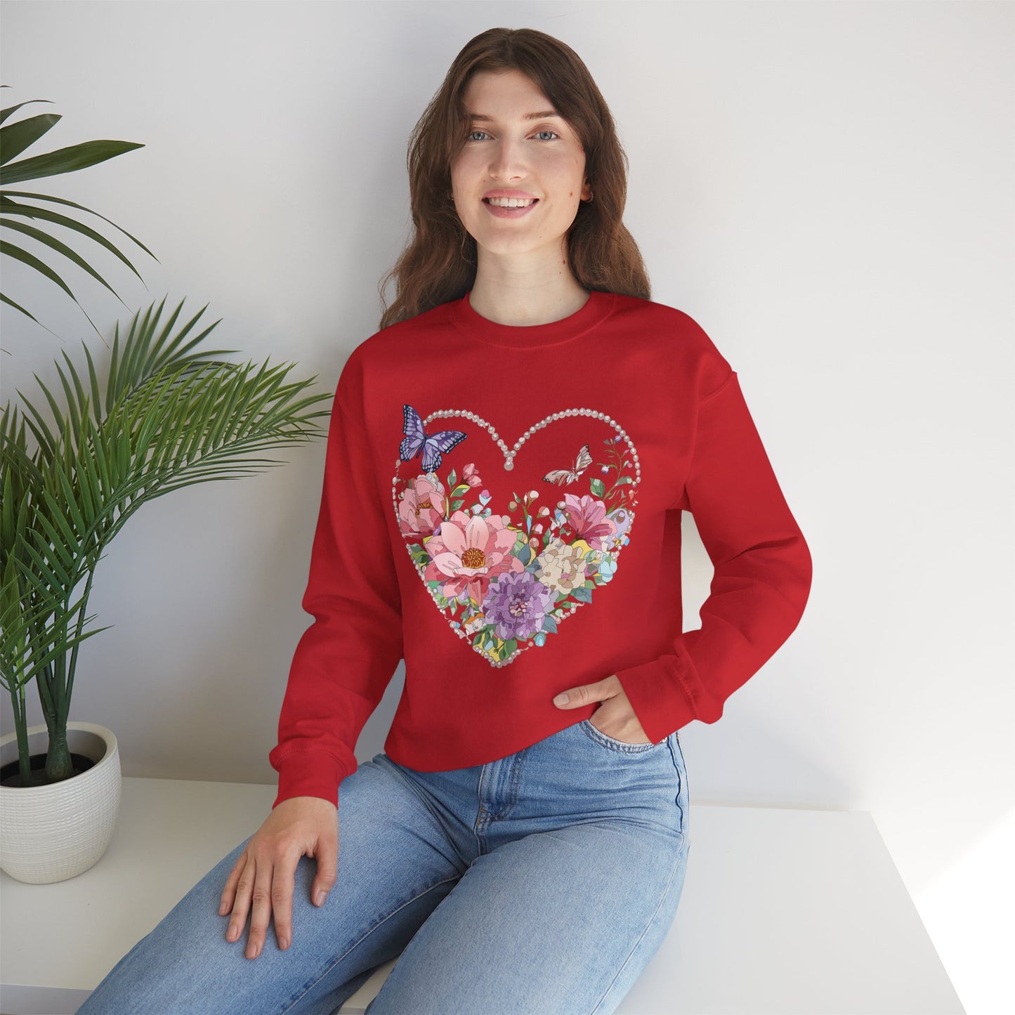 Floral Heart Sweatshirt, Floral Love Sweatshirt, Valentine's Day Sweatshirt, Heart Floral Sweatshirt