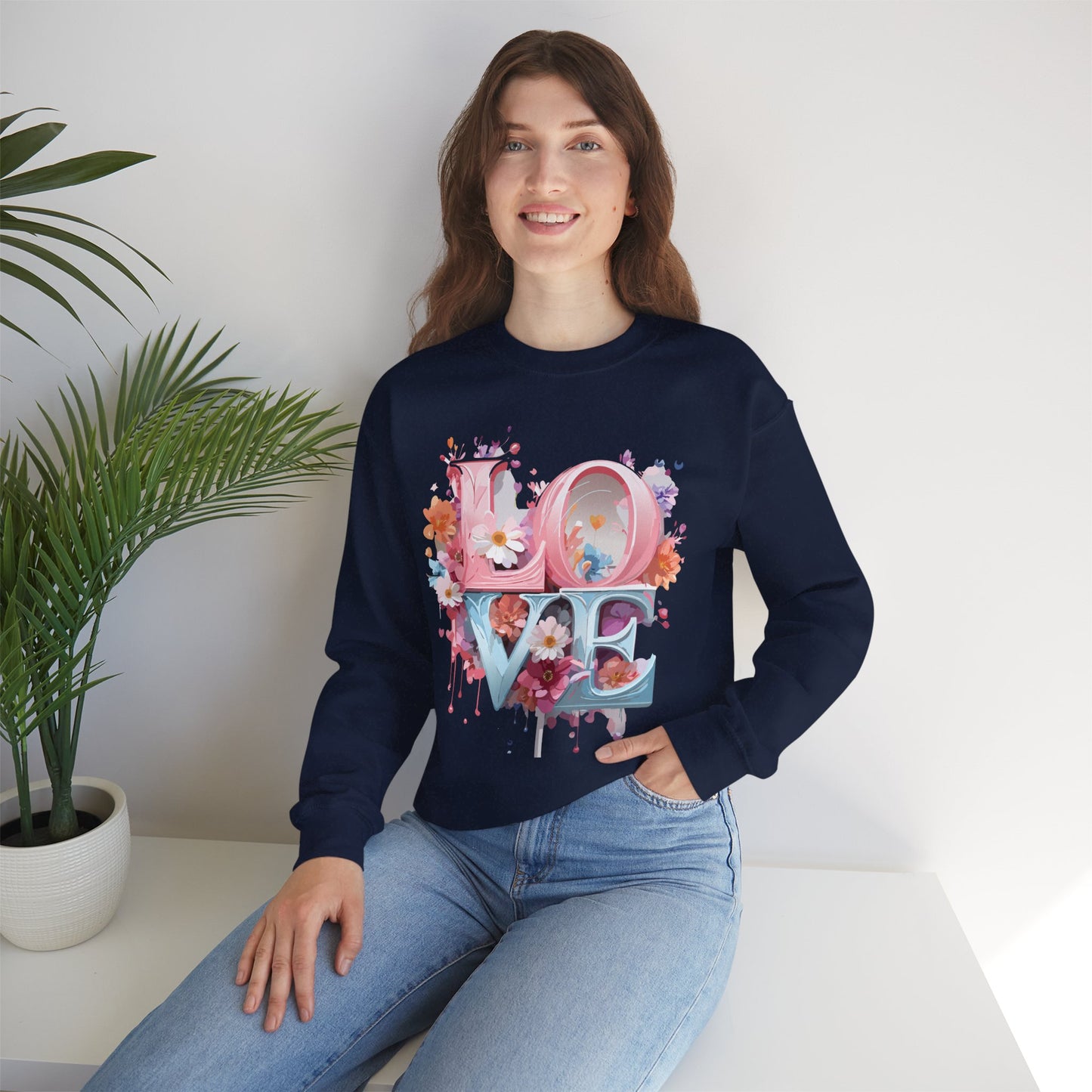 Floral Love Sweatshirt, Valentine's Day Sweatshirt, Love Flower Sweatshirt