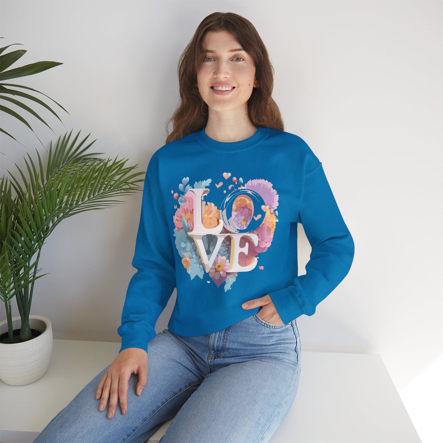 Floral Love Sweatshirt, Valentine's Day Sweatshirt, Love Flower Sweatshirt
