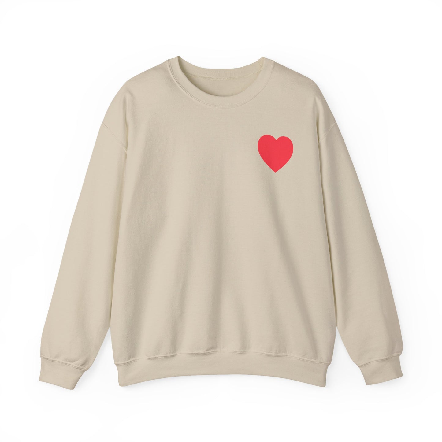 Small Red Heart Sweatshirt Unisex Love Design Gildan 18000 Heavy Blend Crewneck Valentines Day