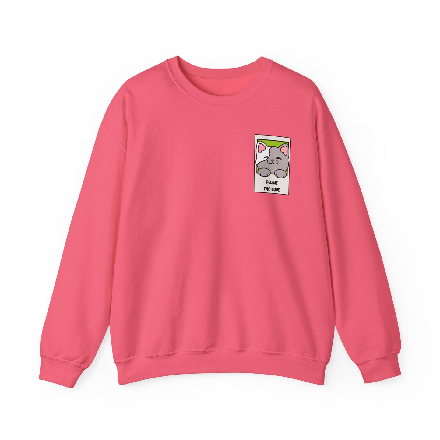 Pocket Cat Sweatshirt Unisex Cat Heart Sweatshirt Valentines Day Gift 50 Percent Cotton Poly Blend