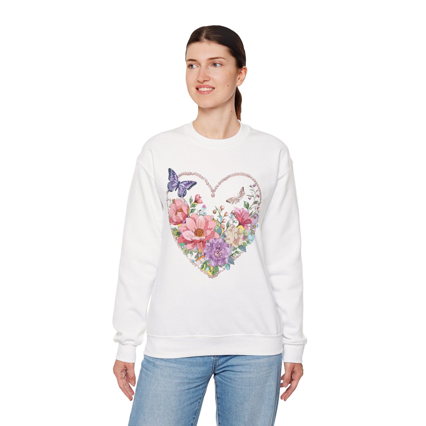Floral Heart Sweatshirt, Floral Love Sweatshirt, Valentine's Day Sweatshirt, Heart Floral Sweatshirt