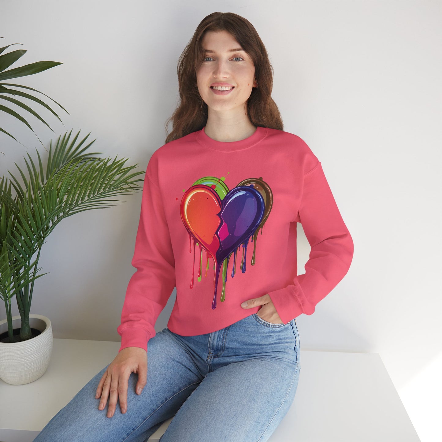 Double Bleeding Heart Sweatshirt, Big Heart Sweatshirt, Love Sweatshirt, Valentine's Day Sweatshirt, Heart Sweatshirt 119