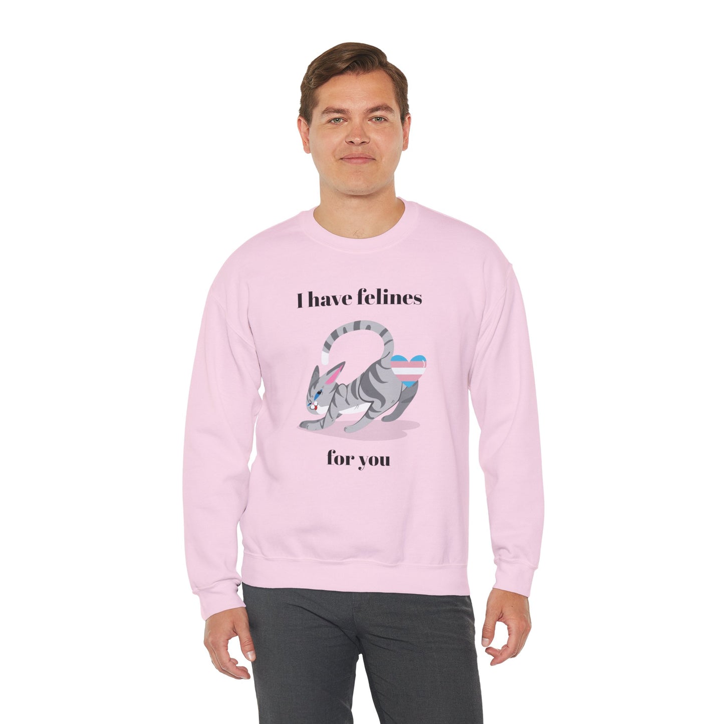 Cat Heart Sweatshirt Unisex Valentine Design 50 50 Cotton Poly Gildan 18000 Crewneck