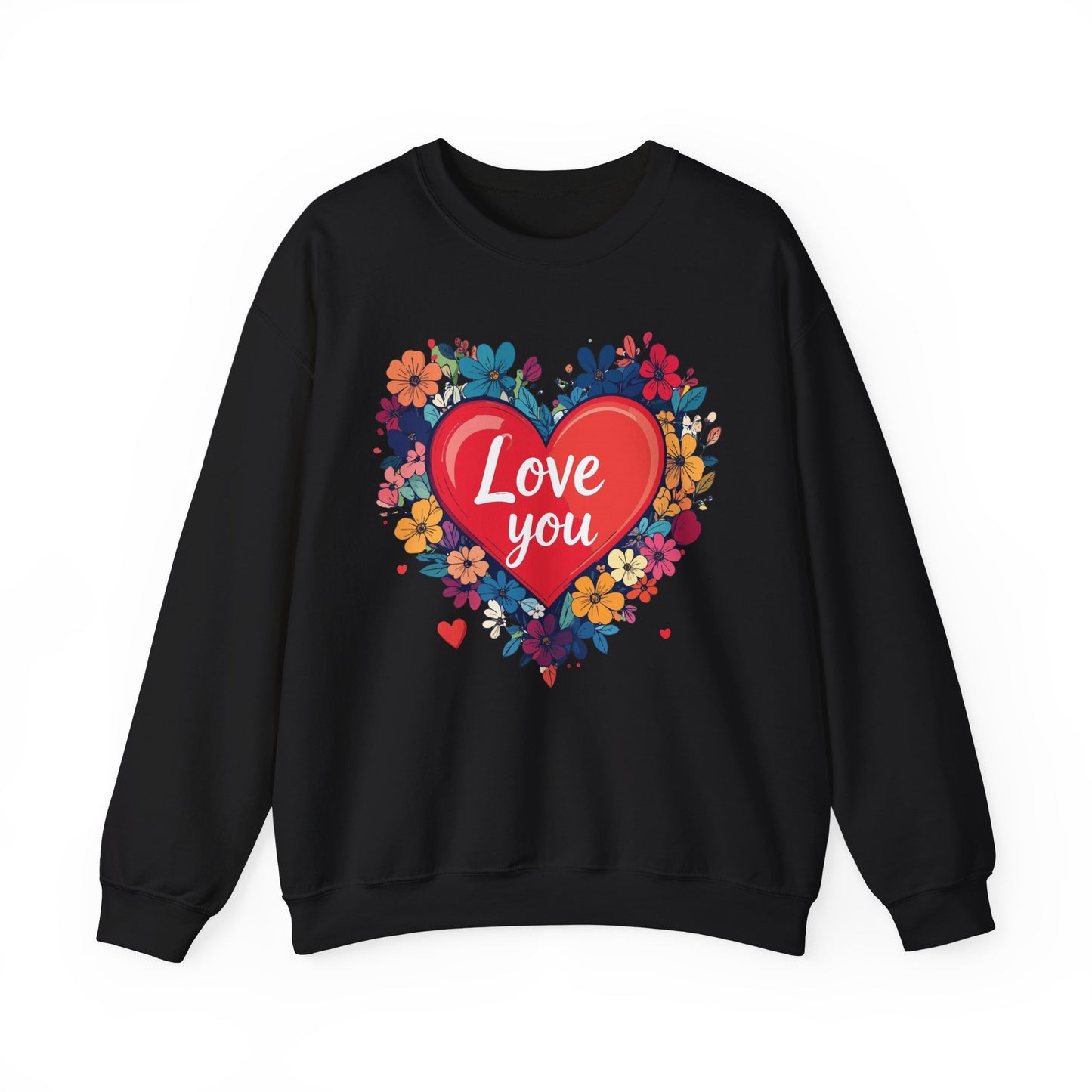 Unisex Floral Heart Sweatshirt Valentines Day Gift Cozy Crewneck Fifty Fifty Blend