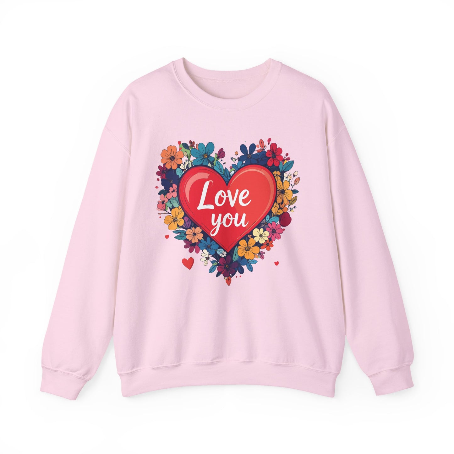 Unisex Floral Heart Sweatshirt Valentines Day Gift Cozy Crewneck Fifty Fifty Blend
