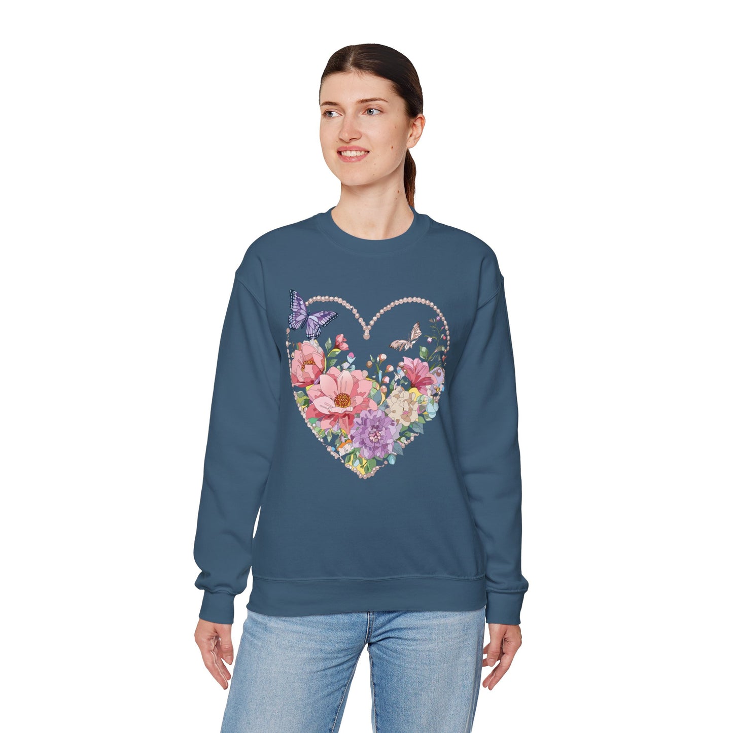Floral Heart Sweatshirt, Floral Love Sweatshirt, Valentine's Day Sweatshirt, Heart Floral Sweatshirt