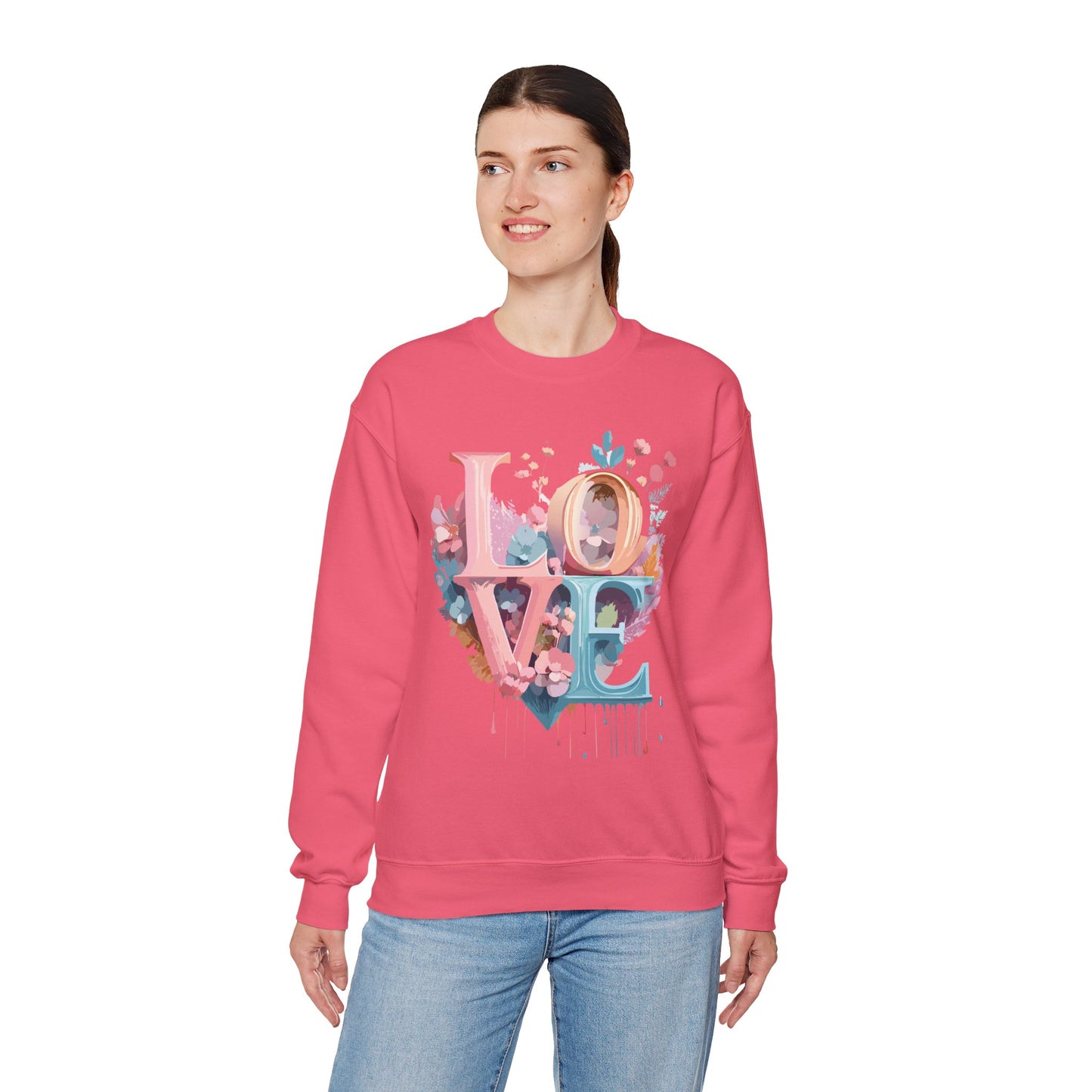 Floral Love Sweatshirt, Valentine's Day Sweatshirt, Love Flower Sweatshirt