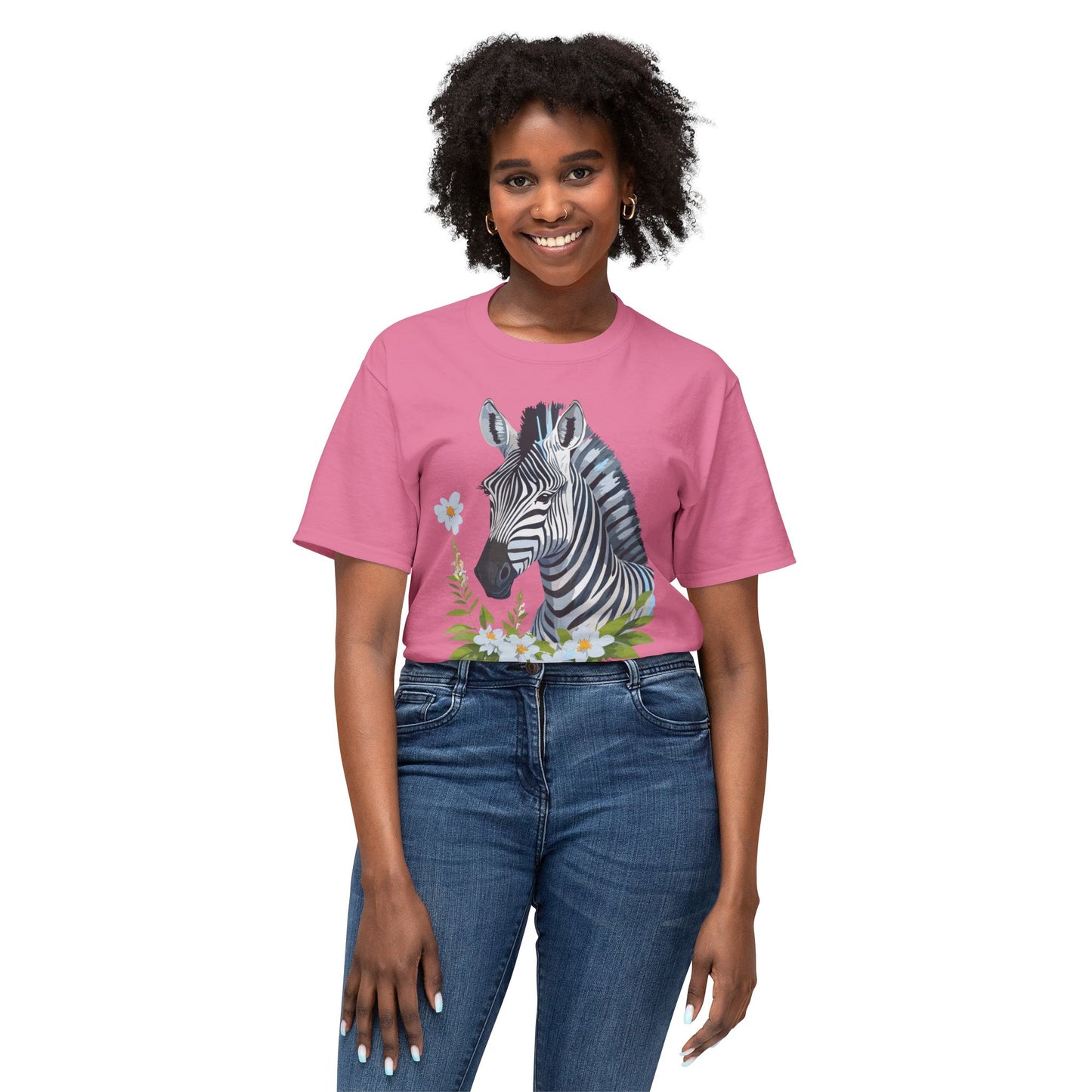 Zebra T-Shirt, Vintage Zebra Tee, Floral Tees, Zebra Art Design Shirt, Tee Shirt with Zebra 1