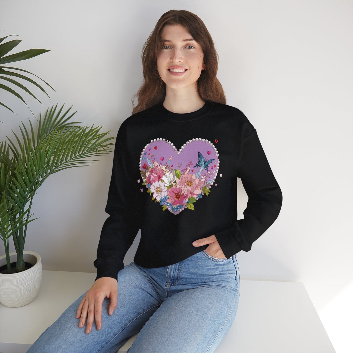 Floral Heart Sweatshirt, Floral Love Sweatshirt, Valentine's Day Sweatshirt, Heart Floral Sweatshirt