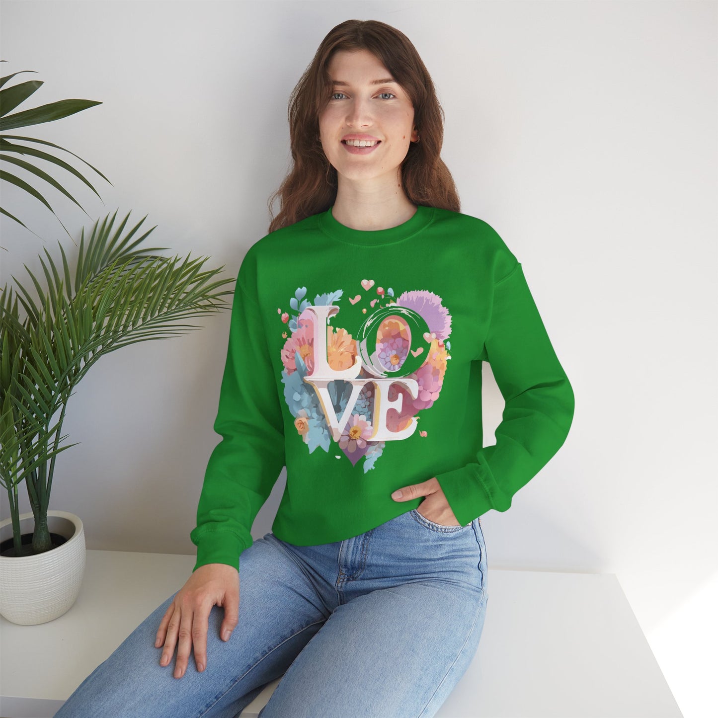 Floral Love Sweatshirt, Valentine's Day Sweatshirt, Love Flower Sweatshirt