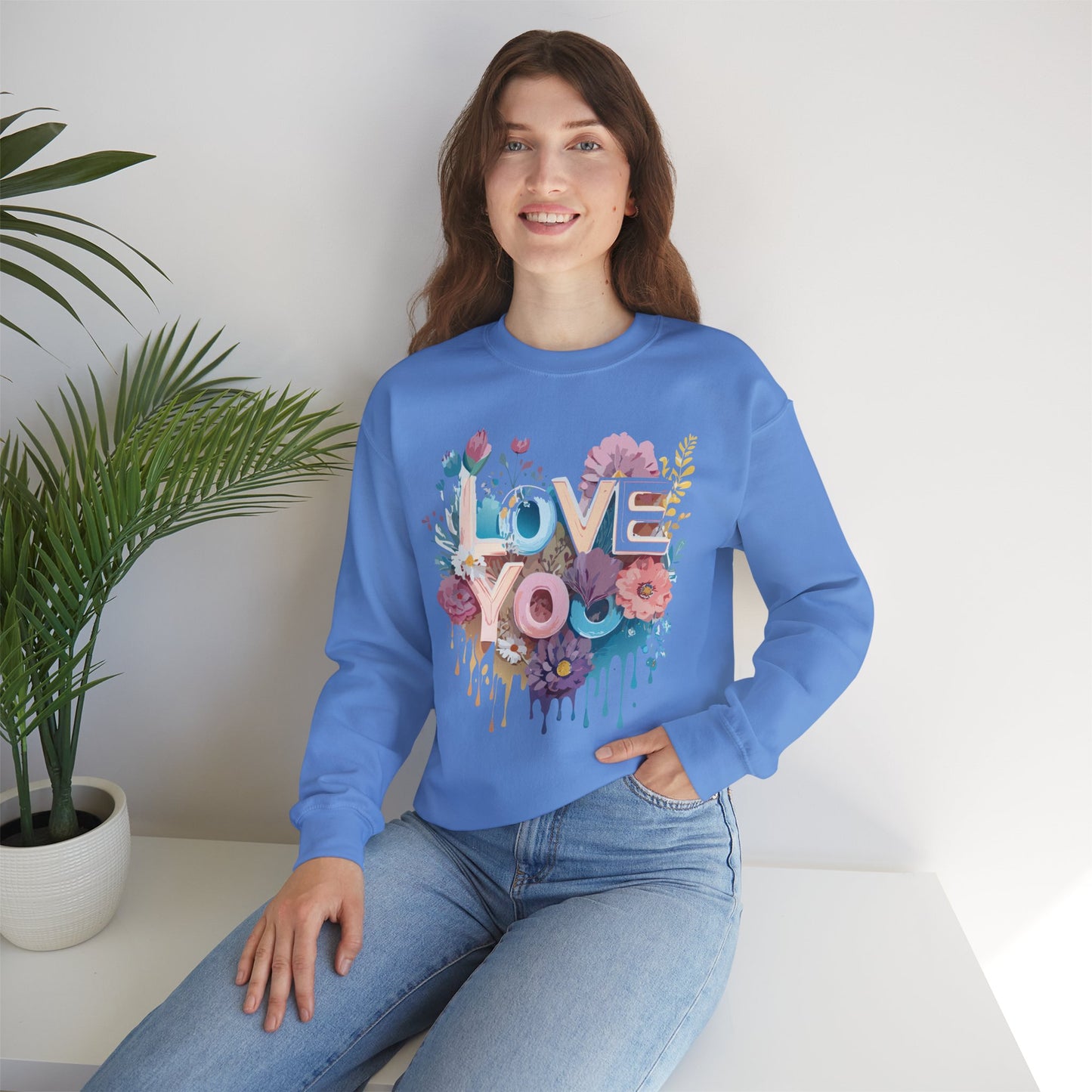 Floral Love Sweatshirt, Valentine's Day Sweatshirt, Love Flower Sweatshirt