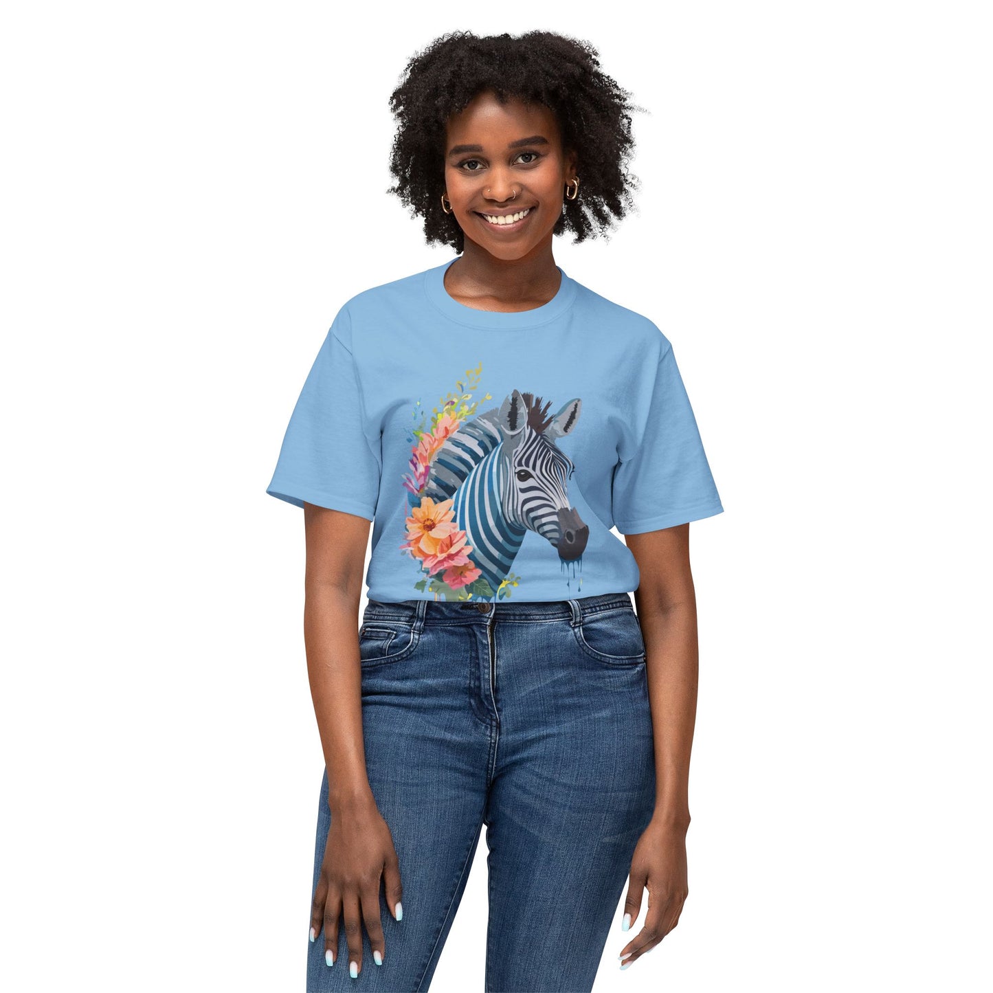 Zebra T-Shirt, Vintage Zebra Tee, Floral Tees, Zebra Art Design Shirt, Tee Shirt with Zebra 4