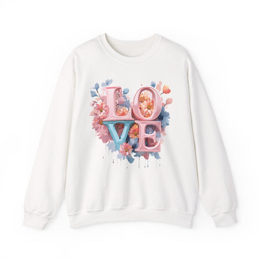 Floral Love Sweatshirt, Valentine's Day Sweatshirt, Love Flower Sweatshirt