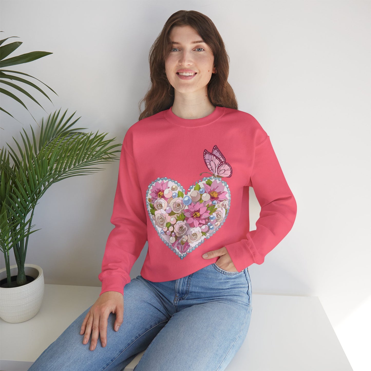 Floral Heart Sweatshirt, Floral Love Sweatshirt, Valentine's Day Sweatshirt, Heart Floral Sweatshirt