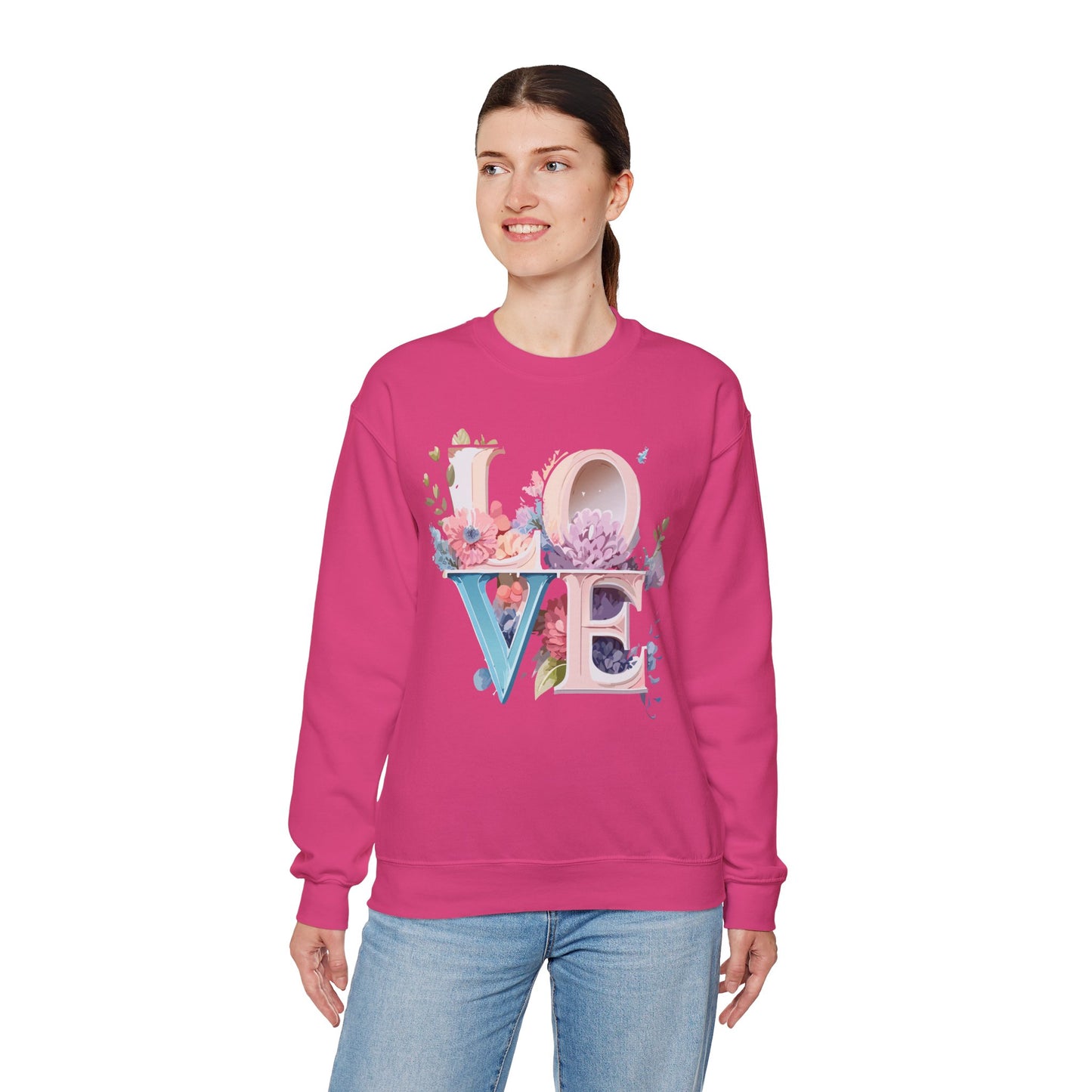 Floral Love Sweatshirt, Valentine's Day Sweatshirt, Love Flower Sweatshirt