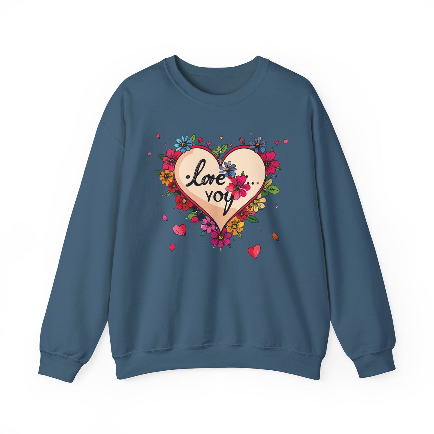 Floral Heart Love Sweatshirt Floral Heart Valentines Day Unisex Crewneck Fifty Fifty Cotton Polyester