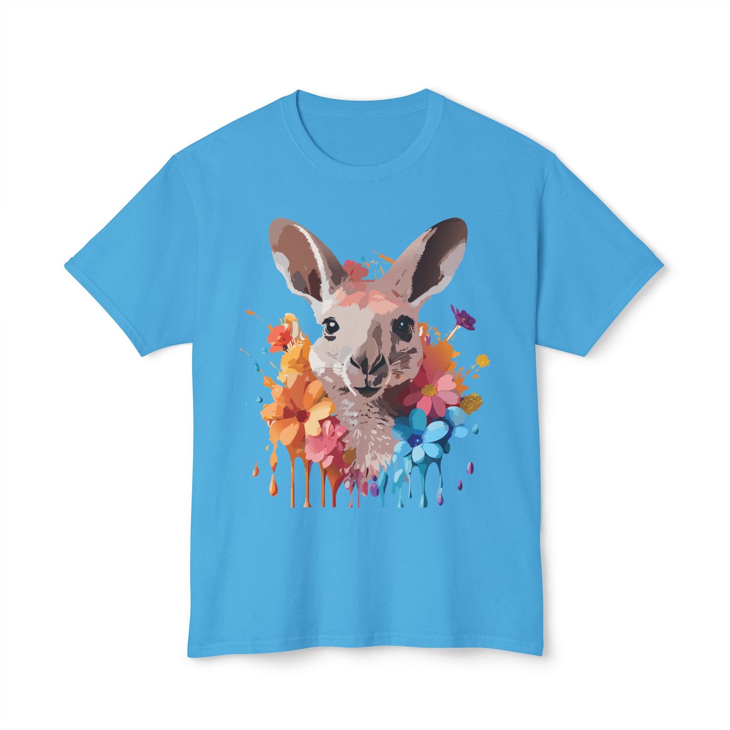 Kangaroo T-Shirt, Vintage Kangaroo Tee, Floral Tees, Kangaroo Art Design Shirt, Tee Shirt with Kangaroo 1