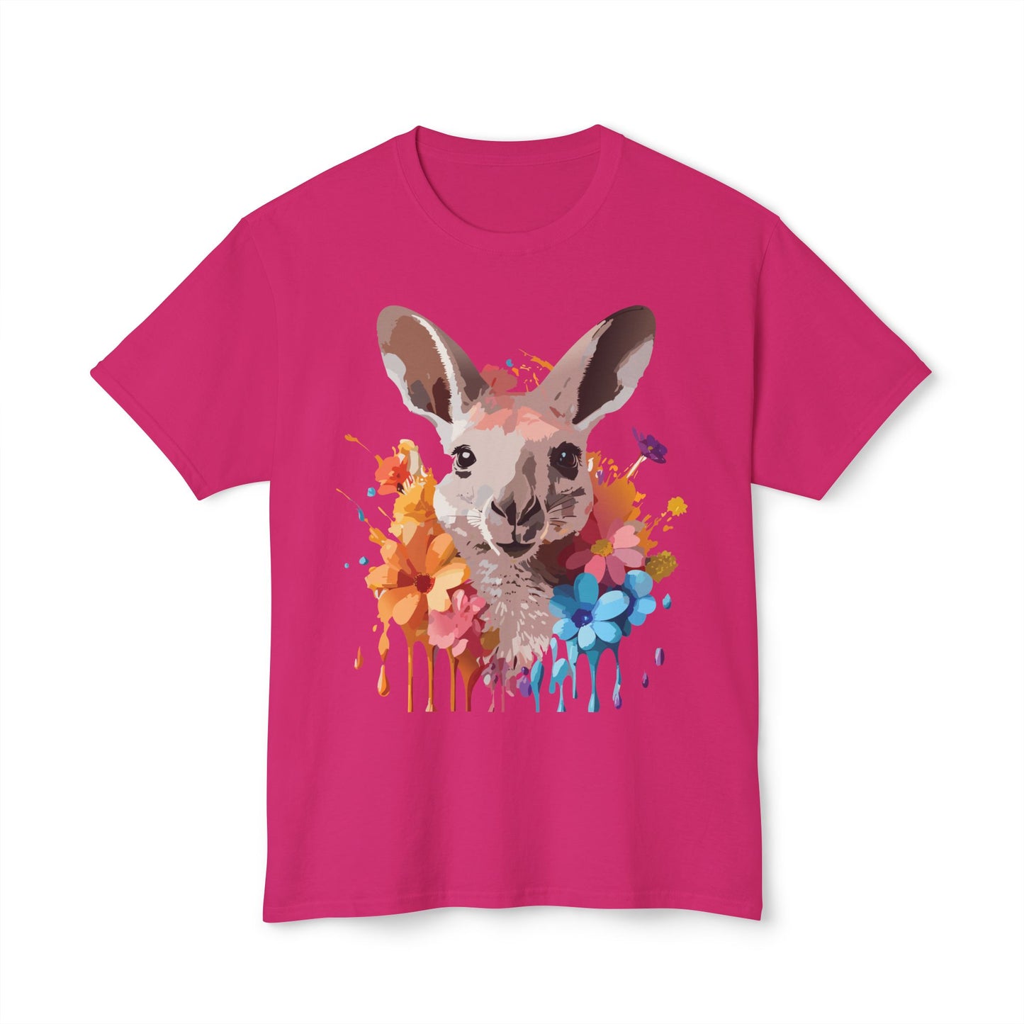 Kangaroo T-Shirt, Vintage Kangaroo Tee, Floral Tees, Kangaroo Art Design Shirt, Tee Shirt with Kangaroo 1