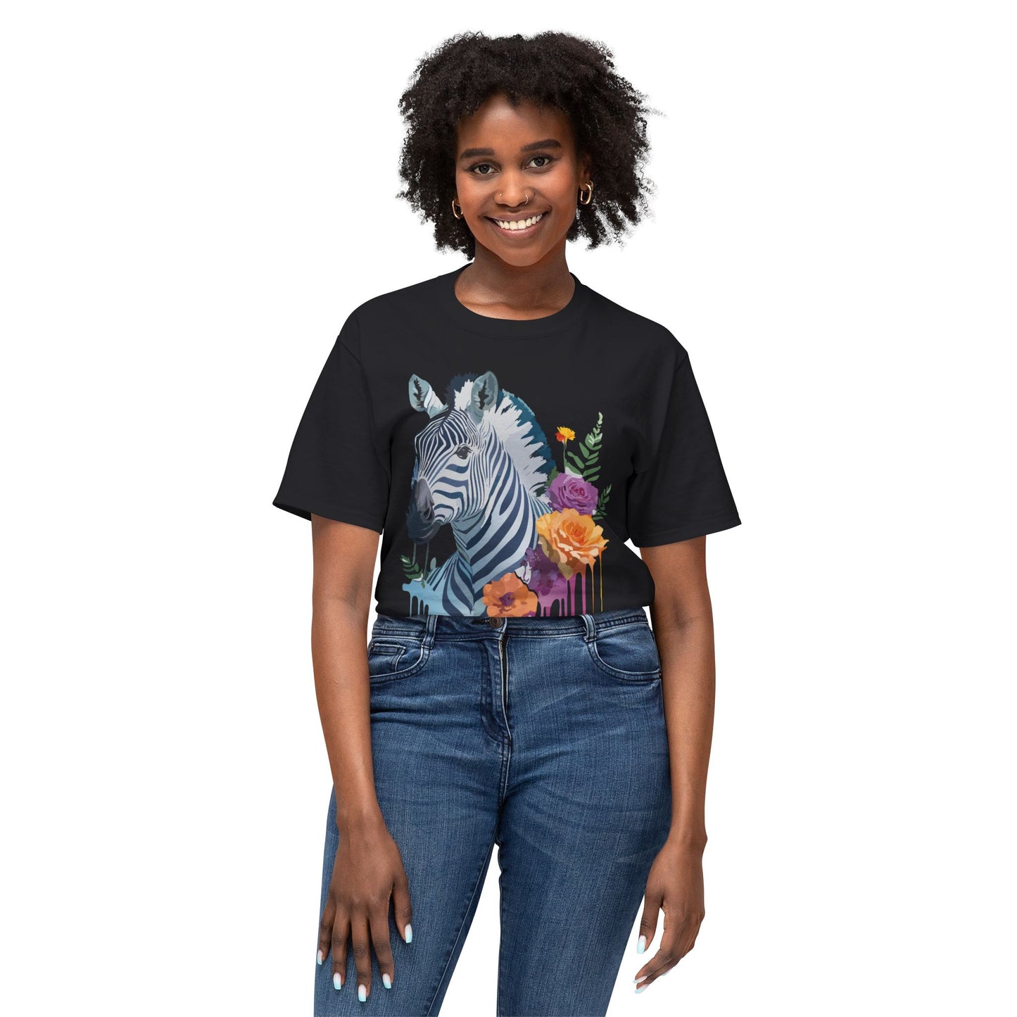 Zebra T-Shirt, Vintage Zebra Tee, Floral Tees, Zebra Art Design Shirt, Tee Shirt with Zebra 2