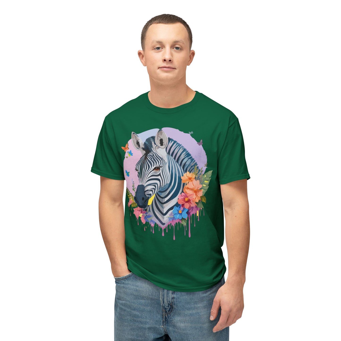 Zebra T-Shirt, Vintage Zebra Tee, Floral Tees, Zebra Art Design Shirt, Tee Shirt with Zebra 3