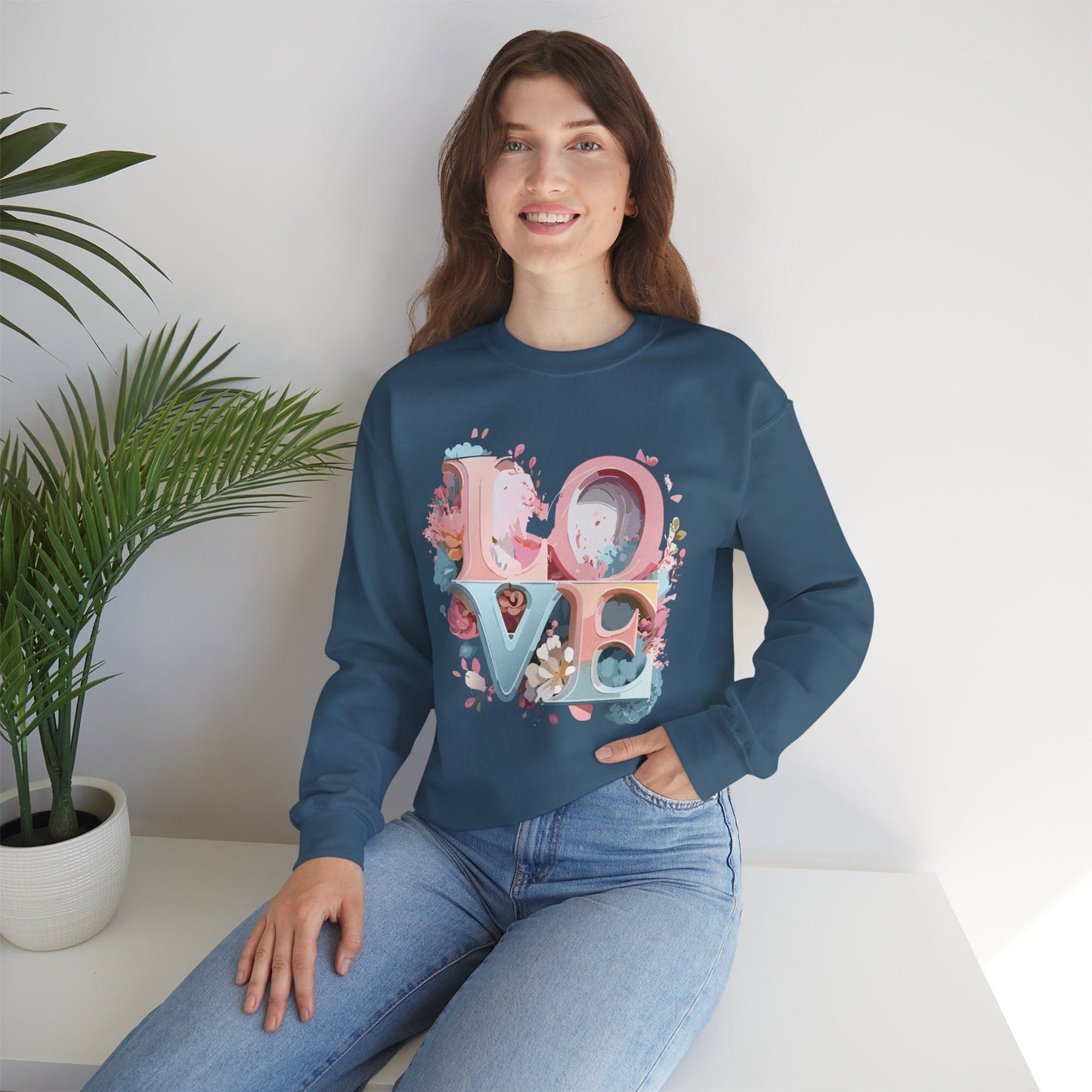 Floral Love Sweatshirt, Valentine's Day Sweatshirt, Love Flower Sweatshirt