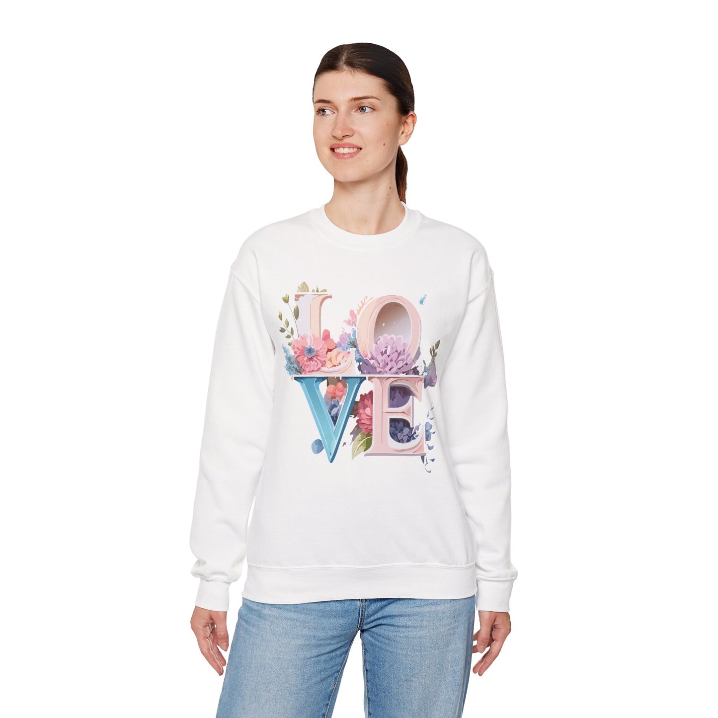 Floral Love Sweatshirt, Valentine's Day Sweatshirt, Love Flower Sweatshirt