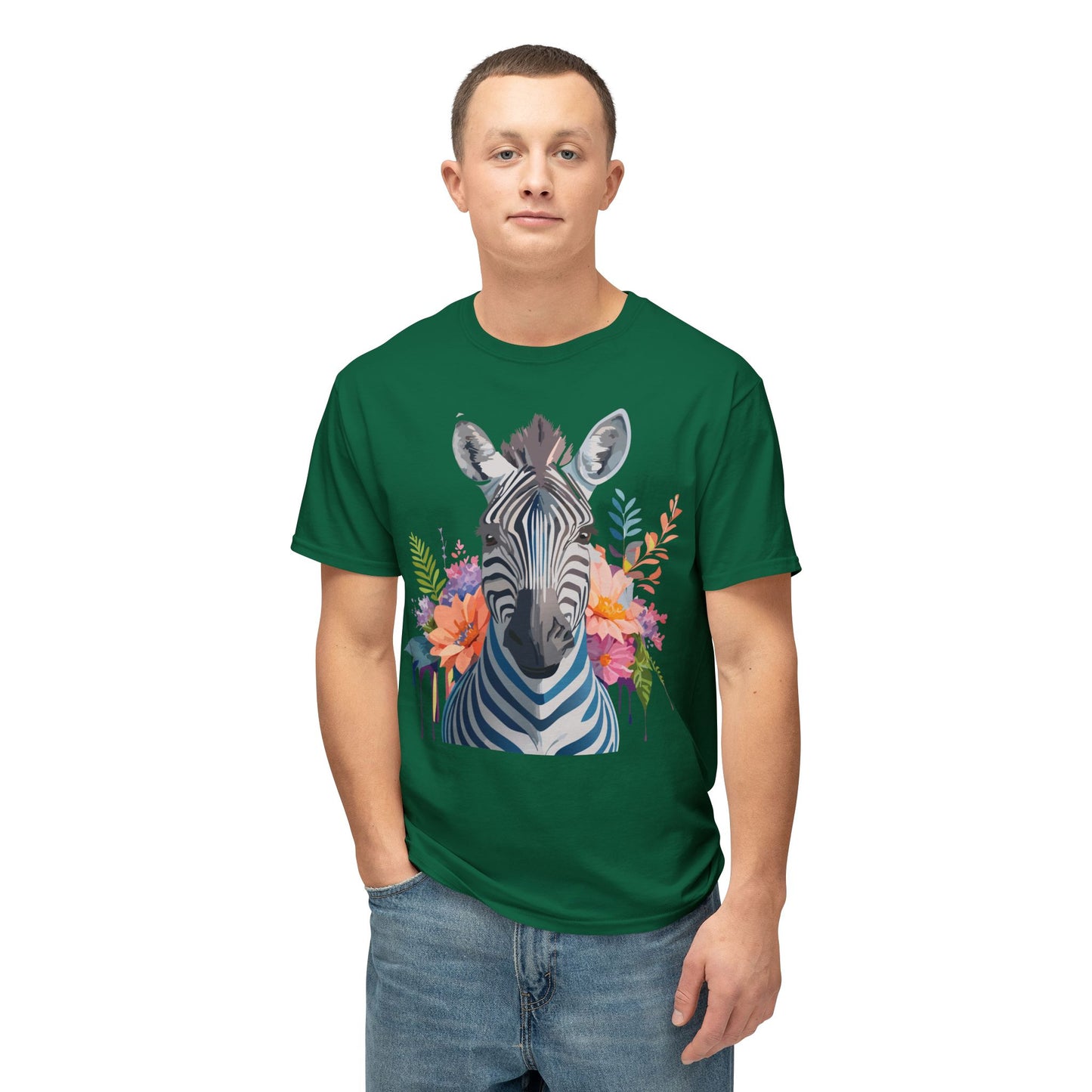 Zebra T-Shirt, Vintage Zebra Tee, Floral Tees, Zebra Art Design Shirt, Tee Shirt with Zebra 5