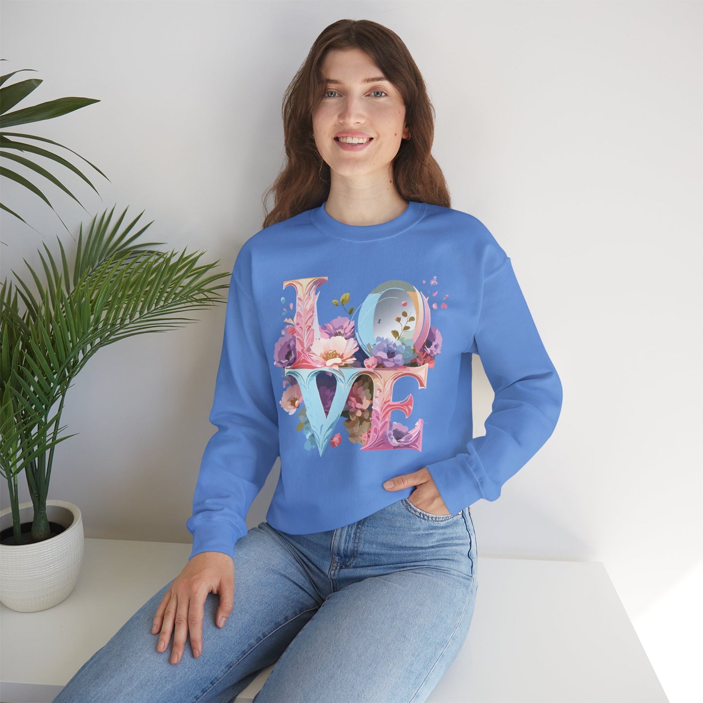 Floral Love Sweatshirt, Valentine's Day Sweatshirt, Love Flower Sweatshirt
