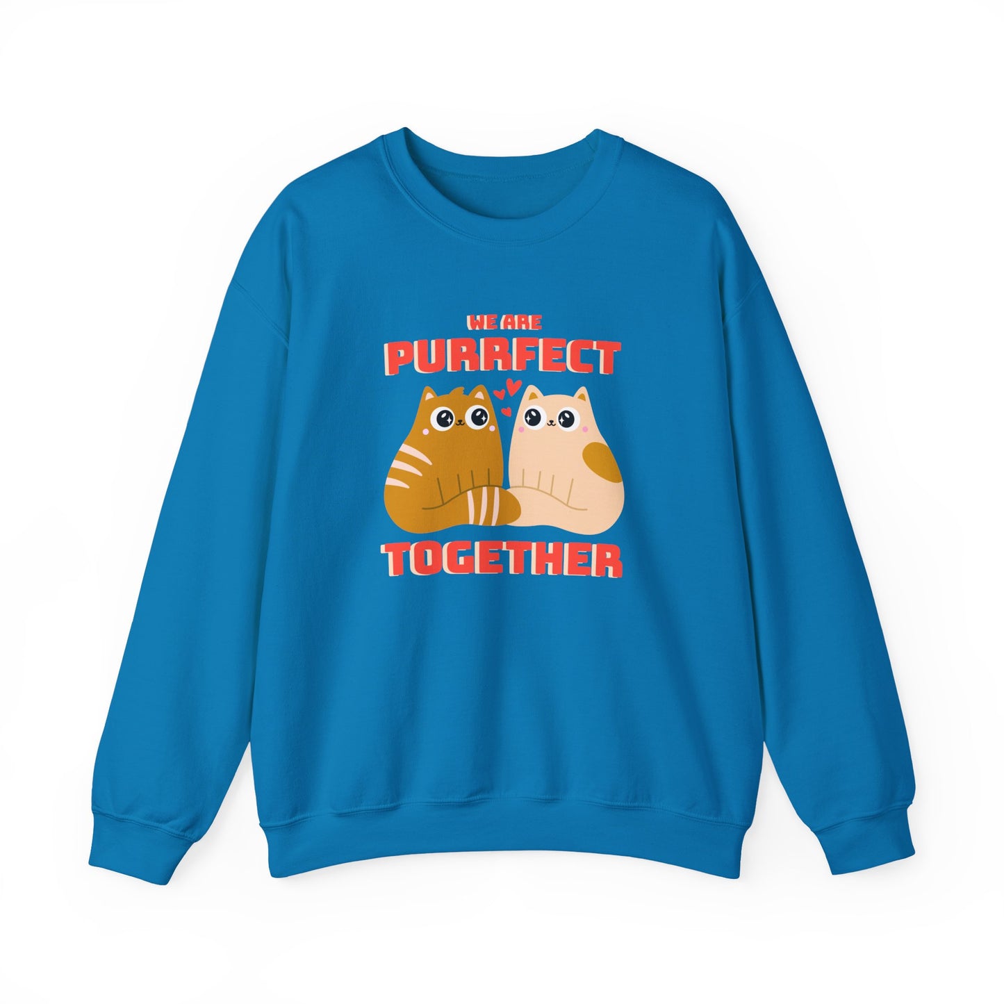 Cat Heart Sweatshirt Unisex 50/50 Cotton-Poly Blend Valentine Gift For Cat Lovers