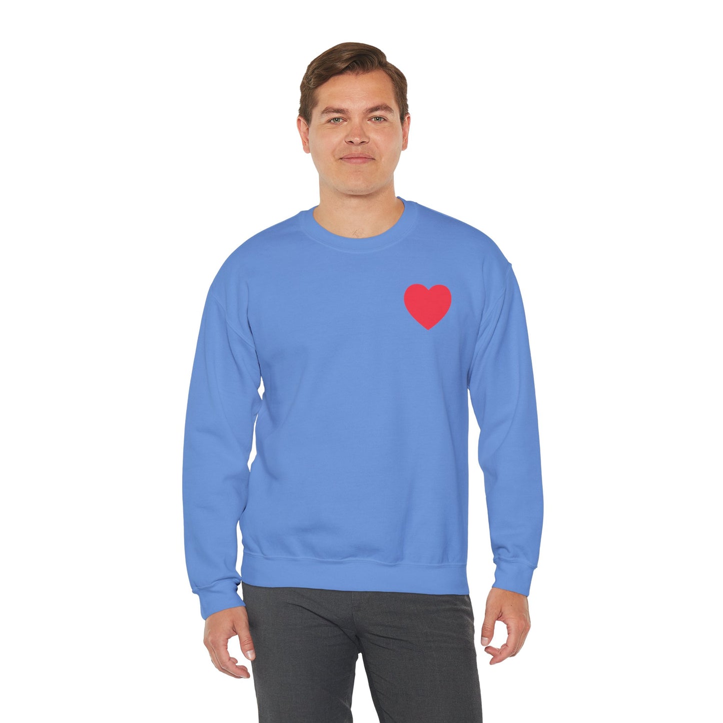 Small Red Heart Sweatshirt Unisex Love Design Gildan 18000 Heavy Blend Crewneck Valentines Day