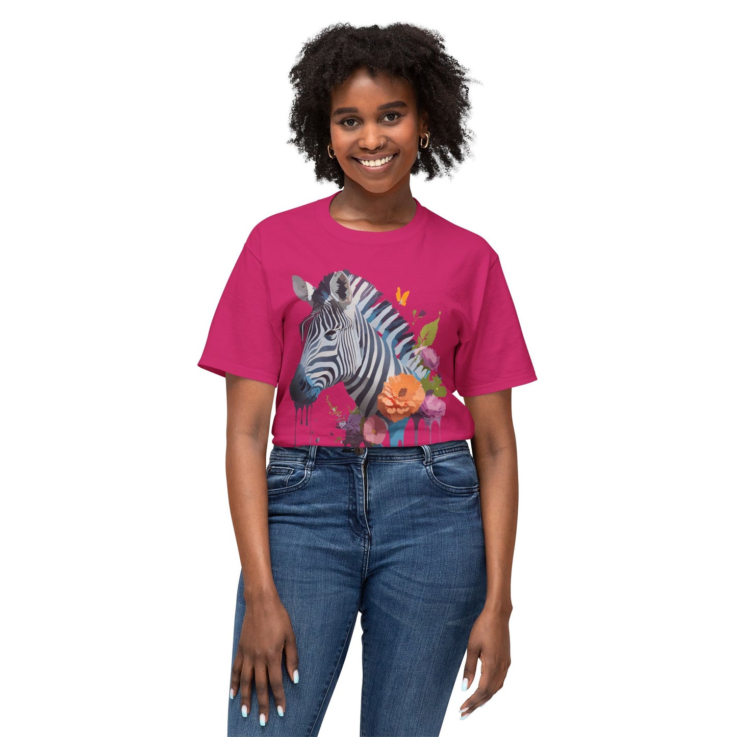 Zebra T-Shirt, Vintage Zebra Tee, Floral Tees, Zebra Art Design Shirt, Tee Shirt with Zebra 9