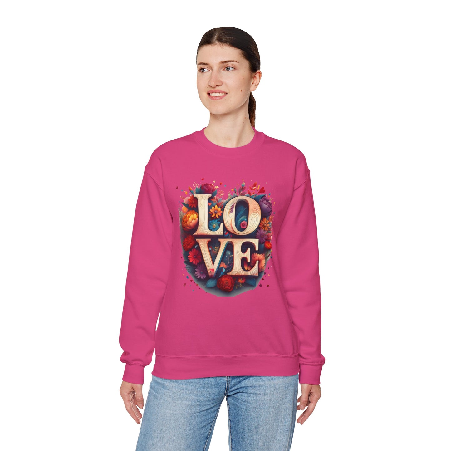 Floral Love Sweatshirt, Valentine's Day Sweatshirt, Love Flower Sweatshirt