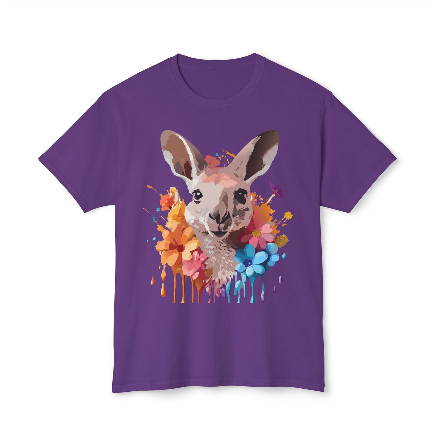 Kangaroo T-Shirt, Vintage Kangaroo Tee, Floral Tees, Kangaroo Art Design Shirt, Tee Shirt with Kangaroo 1