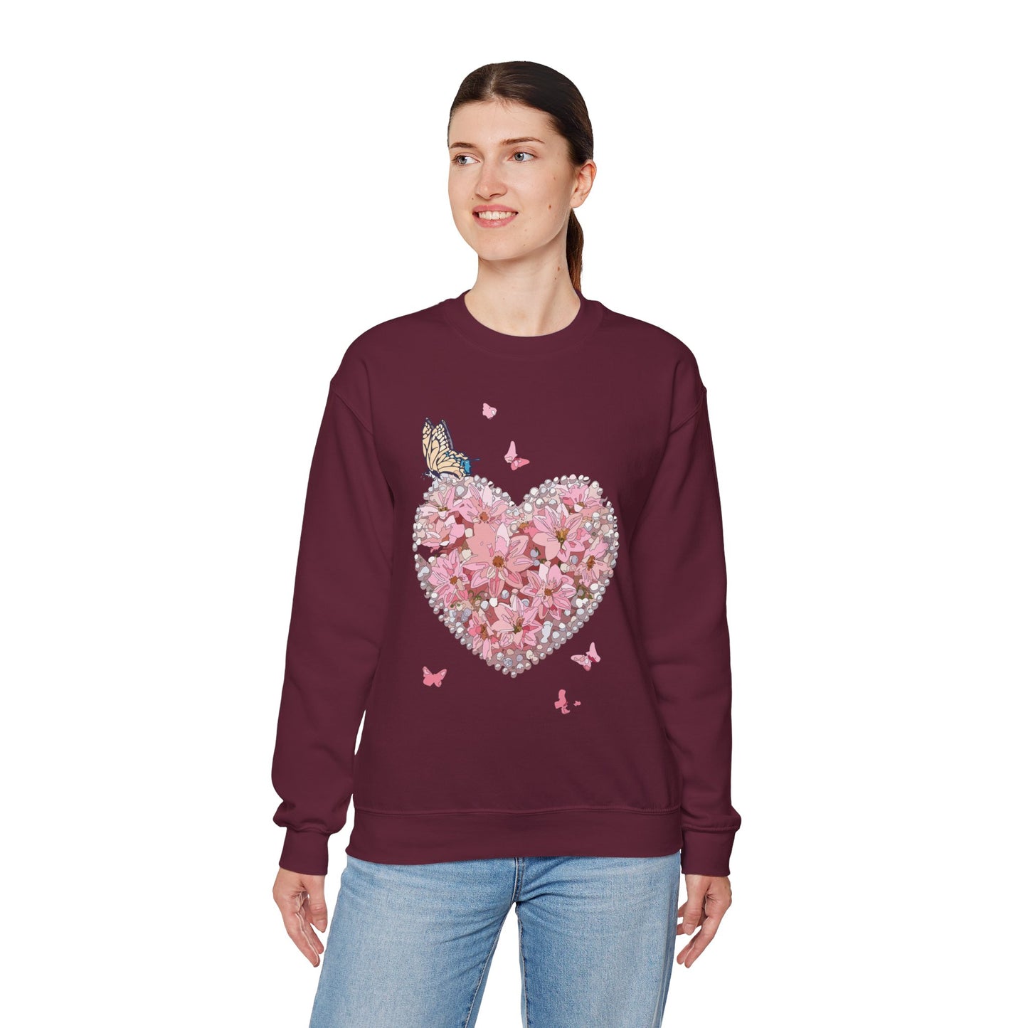 Floral Heart Sweatshirt, Floral Love Sweatshirt, Valentine's Day Sweatshirt, Heart Floral Sweatshirt