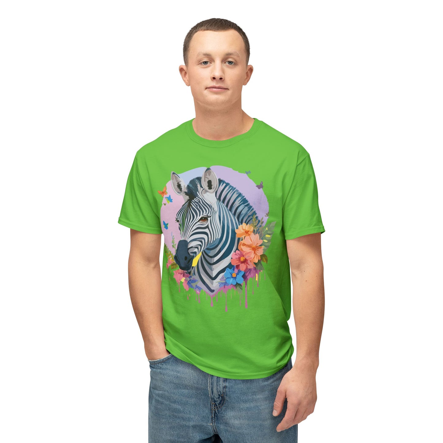 Zebra T-Shirt, Vintage Zebra Tee, Floral Tees, Zebra Art Design Shirt, Tee Shirt with Zebra 3