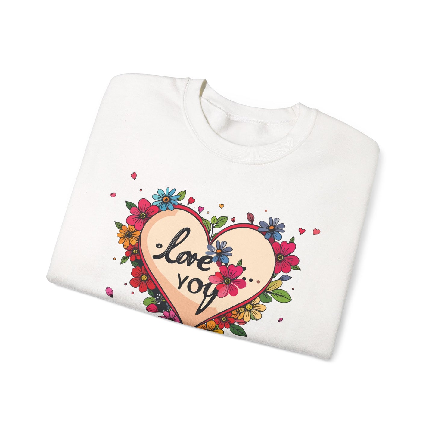 Floral Heart Love Sweatshirt Floral Heart Valentines Day Unisex Crewneck Fifty Fifty Cotton Polyester
