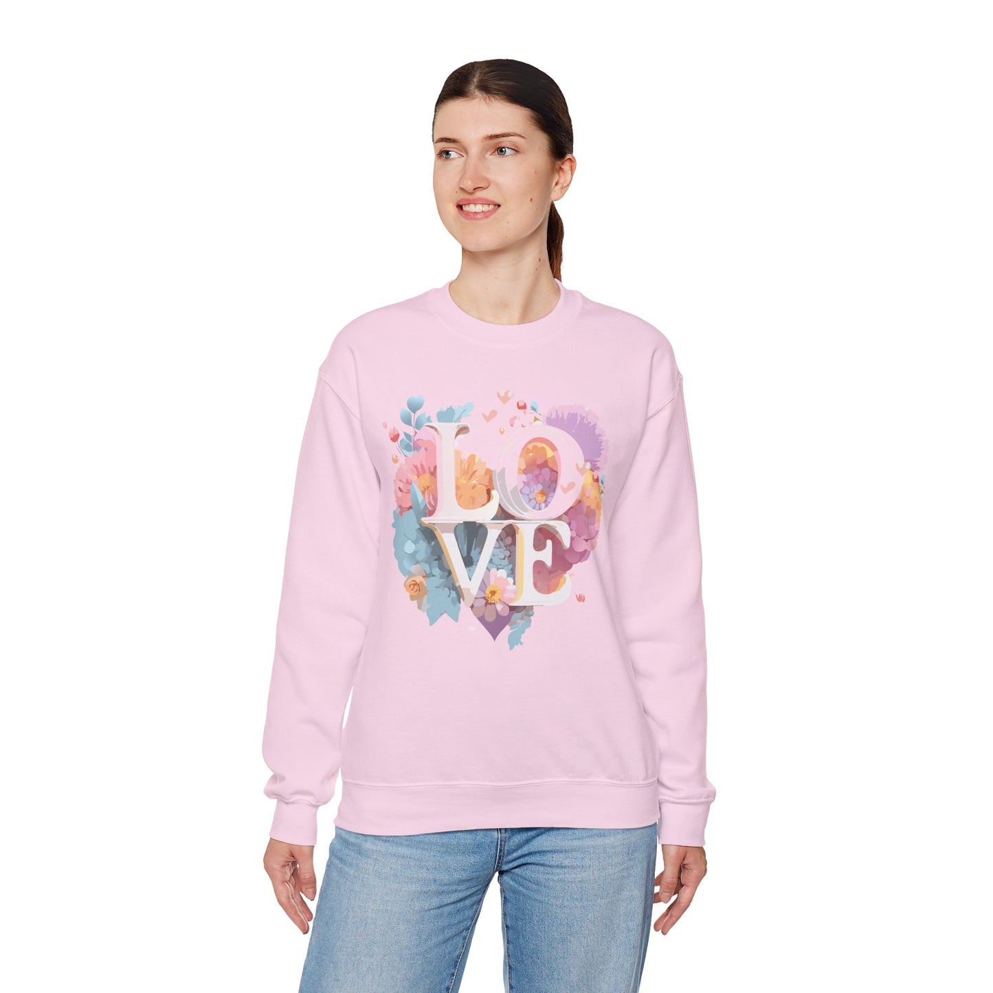 Floral Love Sweatshirt, Valentine's Day Sweatshirt, Love Flower Sweatshirt