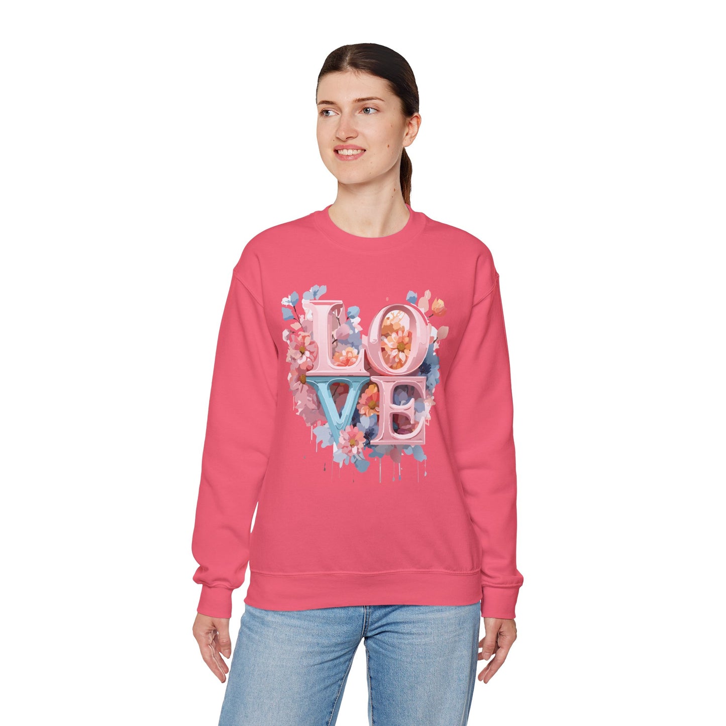 Floral Love Sweatshirt, Valentine's Day Sweatshirt, Love Flower Sweatshirt
