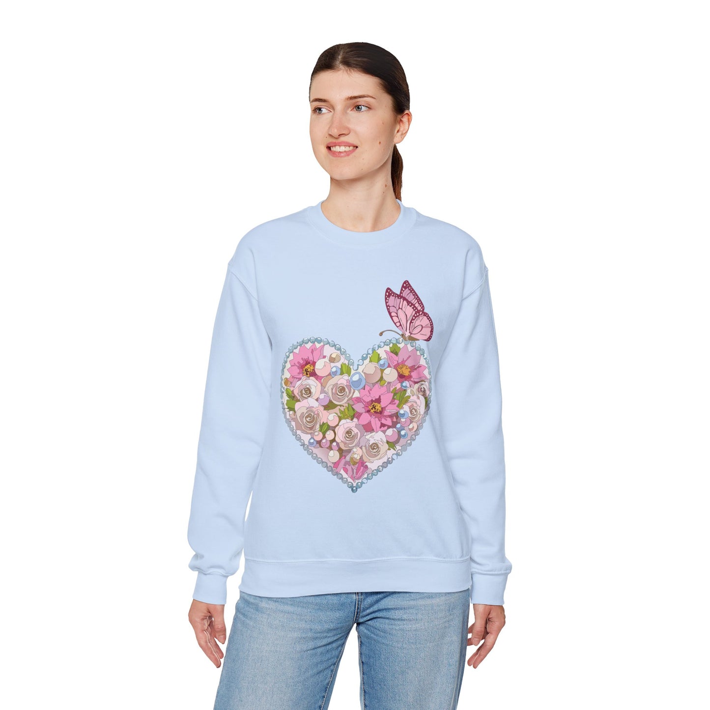 Floral Heart Sweatshirt, Floral Love Sweatshirt, Valentine's Day Sweatshirt, Heart Floral Sweatshirt