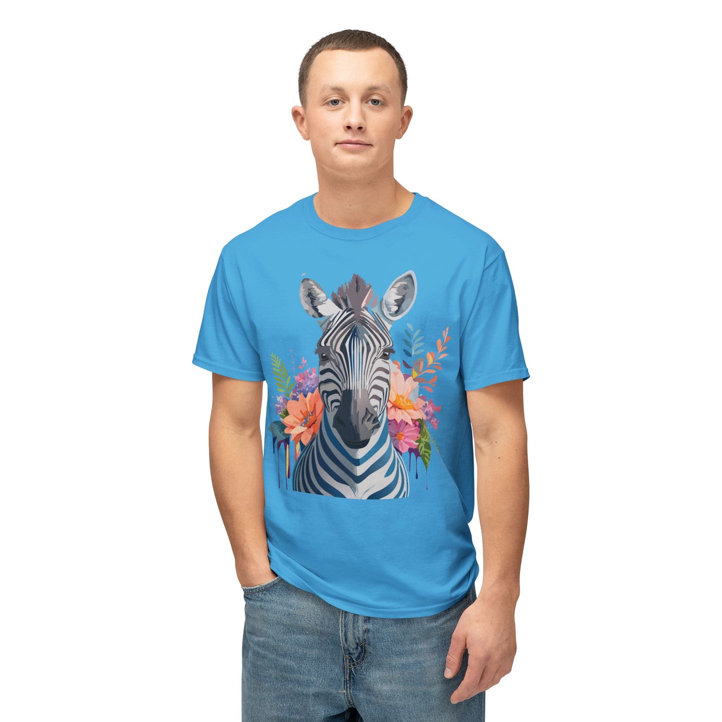 Zebra T-Shirt, Vintage Zebra Tee, Floral Tees, Zebra Art Design Shirt, Tee Shirt with Zebra 5