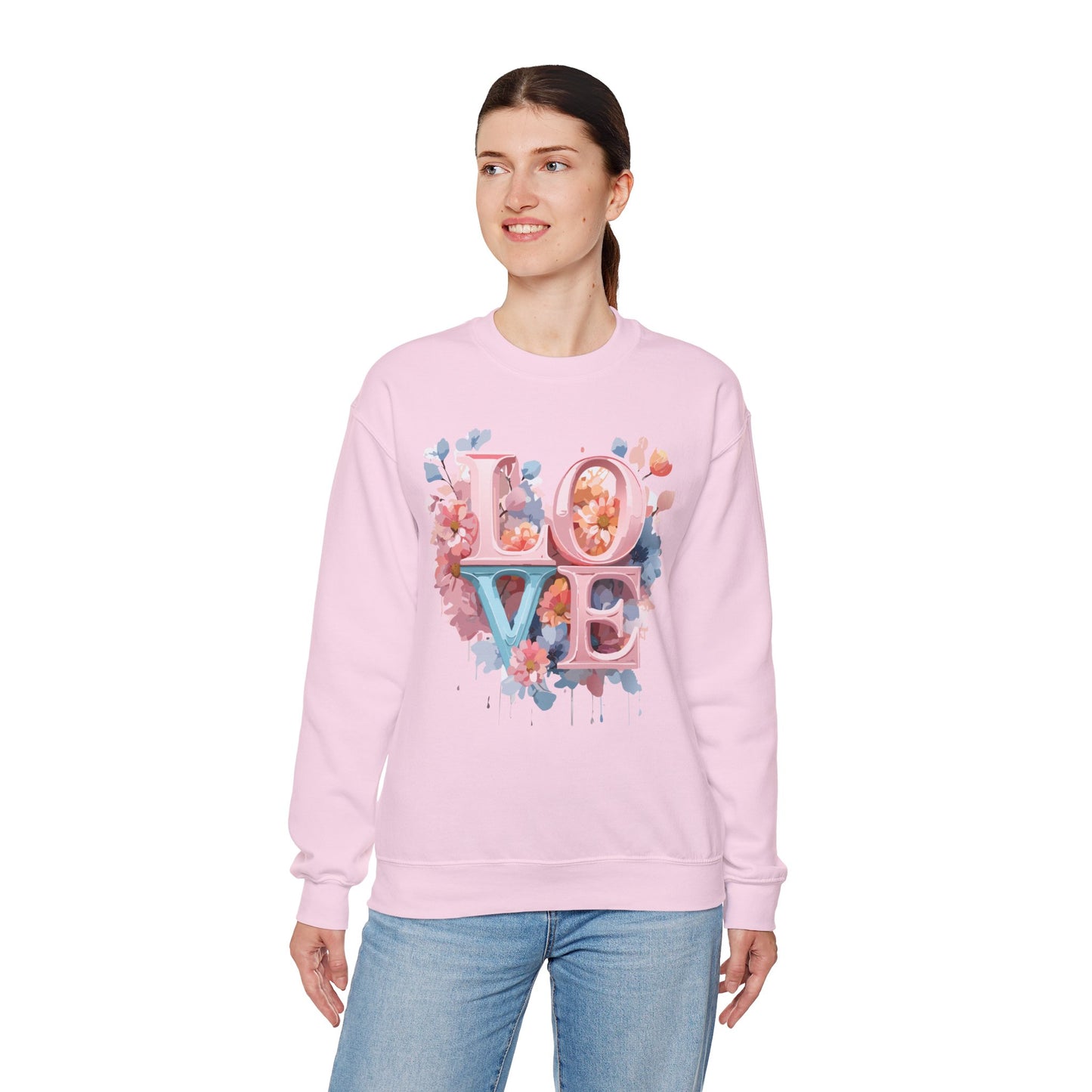 Floral Love Sweatshirt, Valentine's Day Sweatshirt, Love Flower Sweatshirt