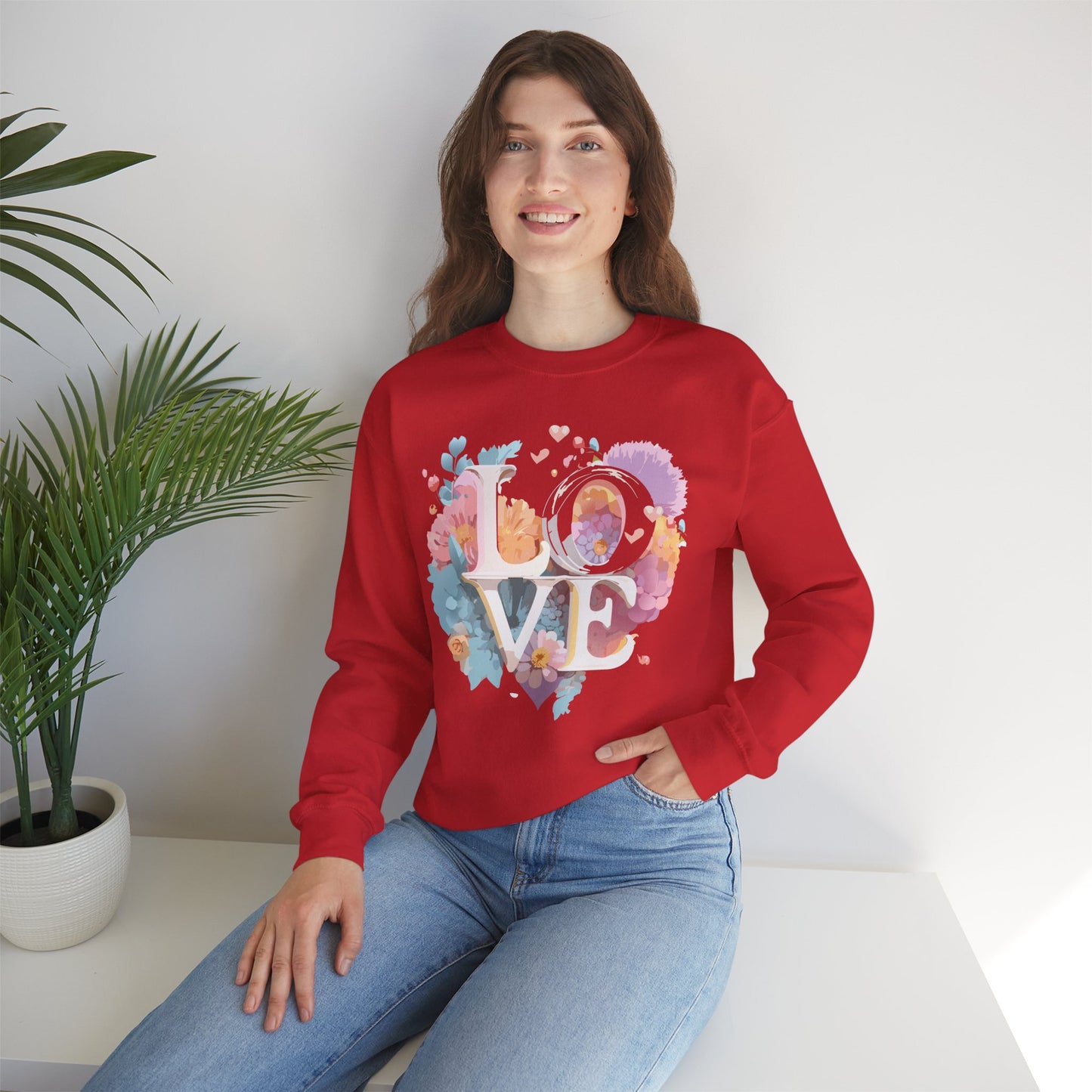 Floral Love Sweatshirt, Valentine's Day Sweatshirt, Love Flower Sweatshirt