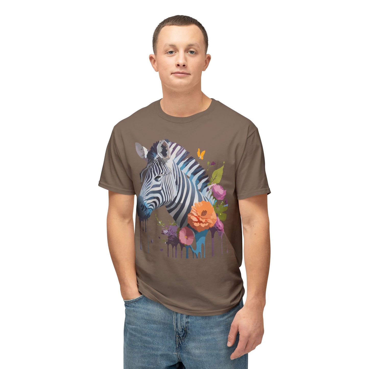 Zebra T-Shirt, Vintage Zebra Tee, Floral Tees, Zebra Art Design Shirt, Tee Shirt with Zebra 9