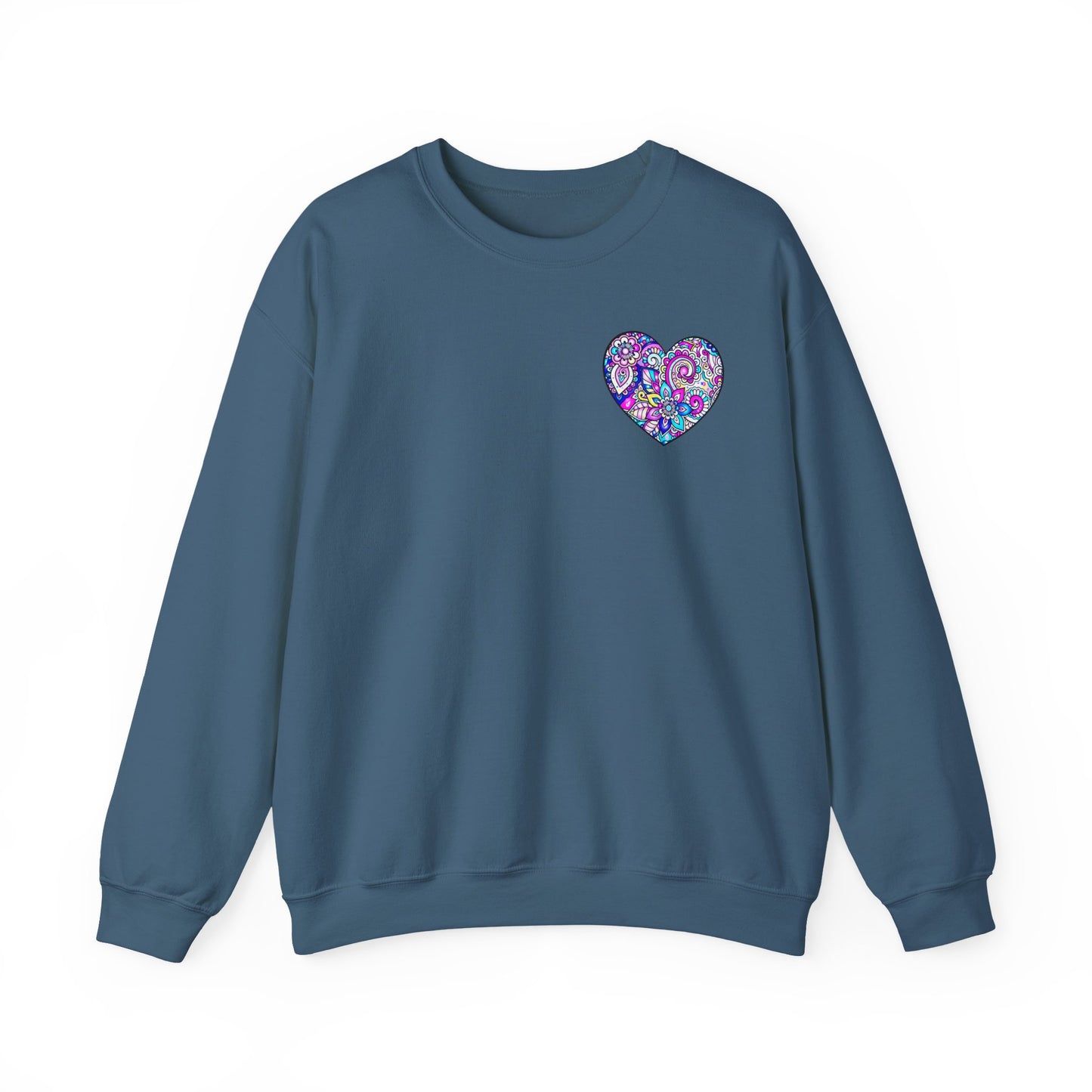 Floral Heart Sweatshirt Valentines Day Unisex Crewneck Gildan 18000 Heavy Blend Cotton Polyester