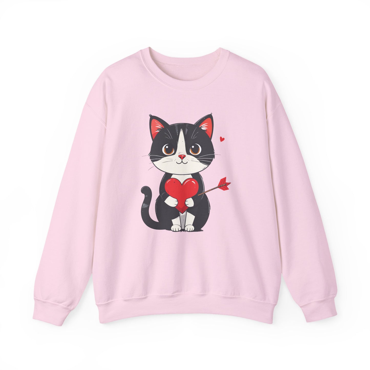 Cat Heart Sweatshirt, Heart Sweatshirt, Cat Sweatshirt, Valentine's Day Sweatshirt, 50/50 Cotton-Poly Animal Sweatshirt 110