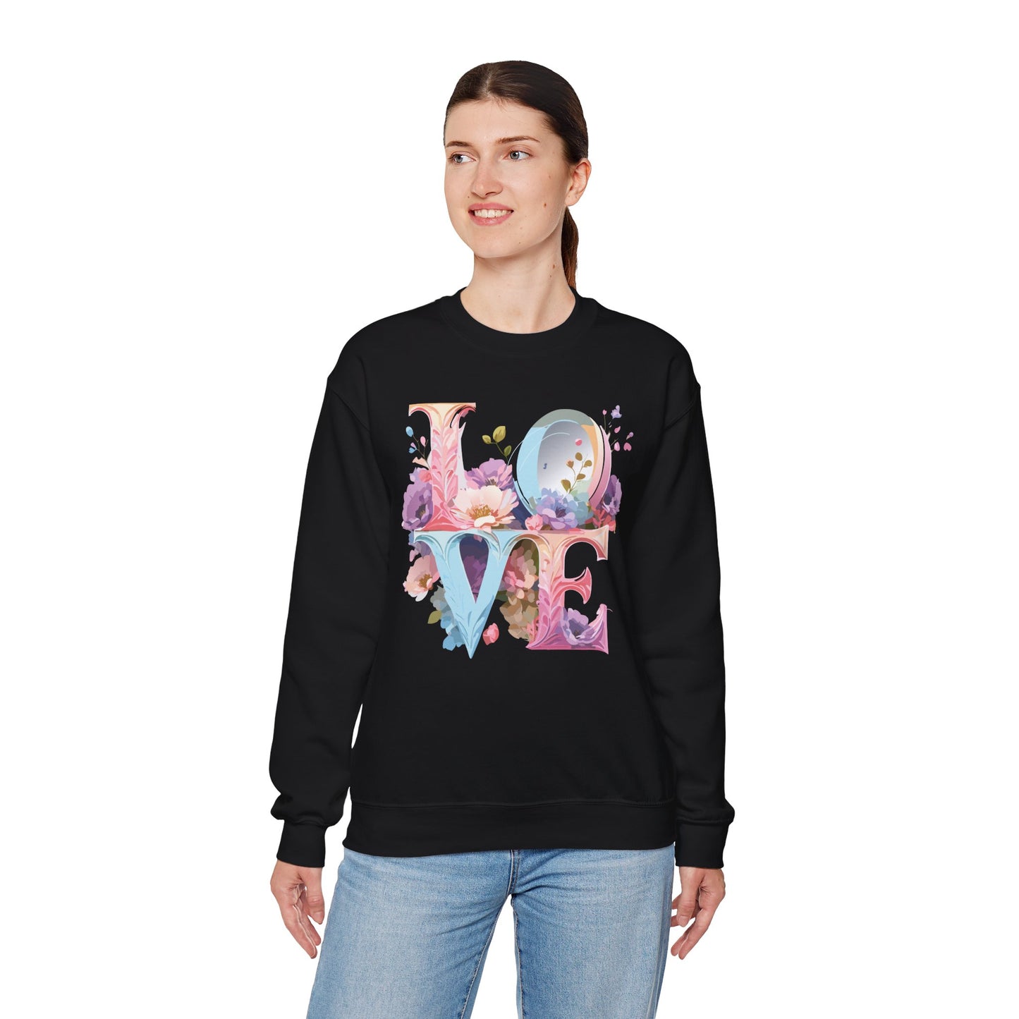 Floral Love Sweatshirt, Valentine's Day Sweatshirt, Love Flower Sweatshirt