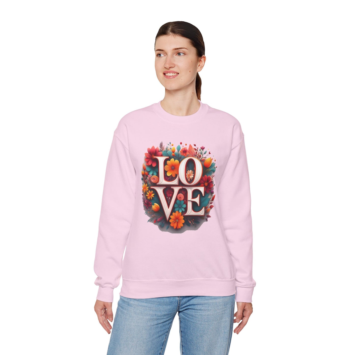 Floral Love Sweatshirt, Valentine's Day Sweatshirt, Love Flower Sweatshirt