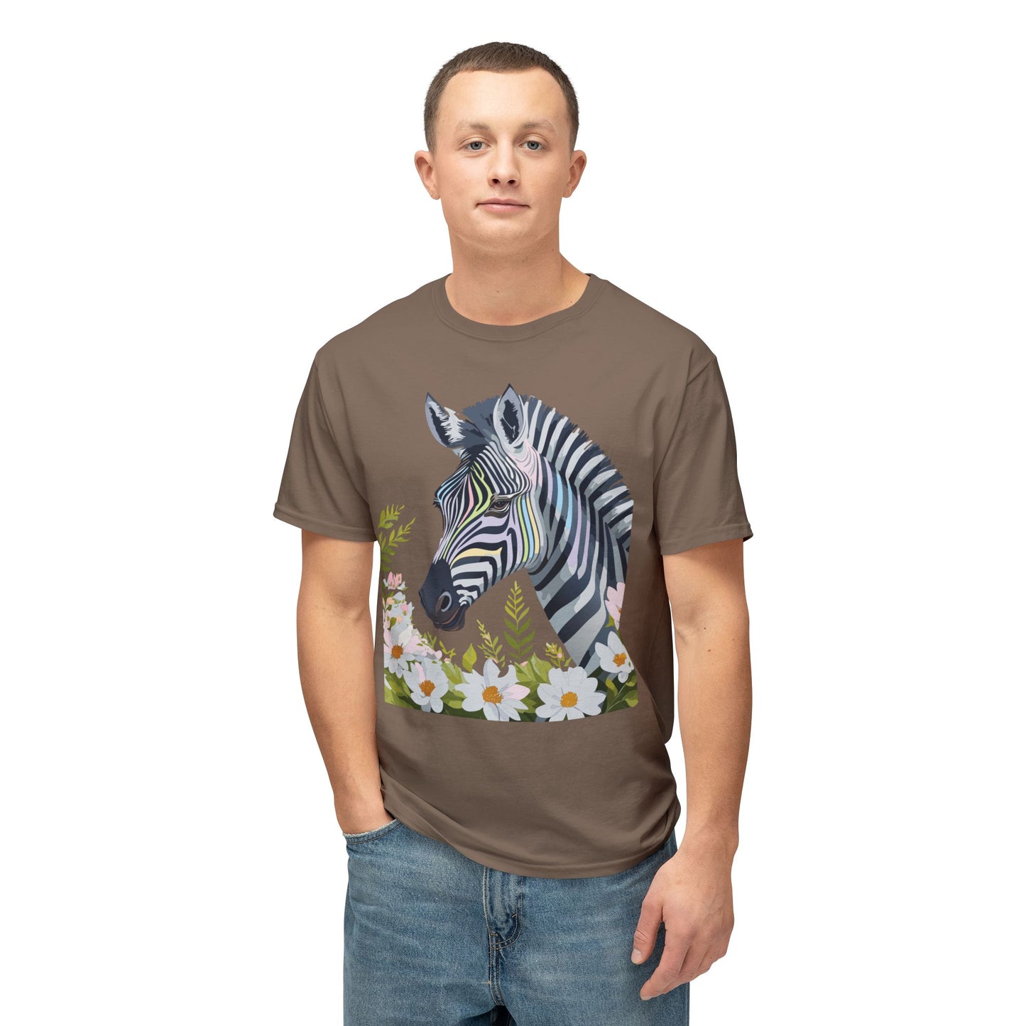 Zebra T-Shirt, Vintage Zebra Tee, Floral Tees, Zebra Art Design Shirt, Tee Shirt with Zebra 7