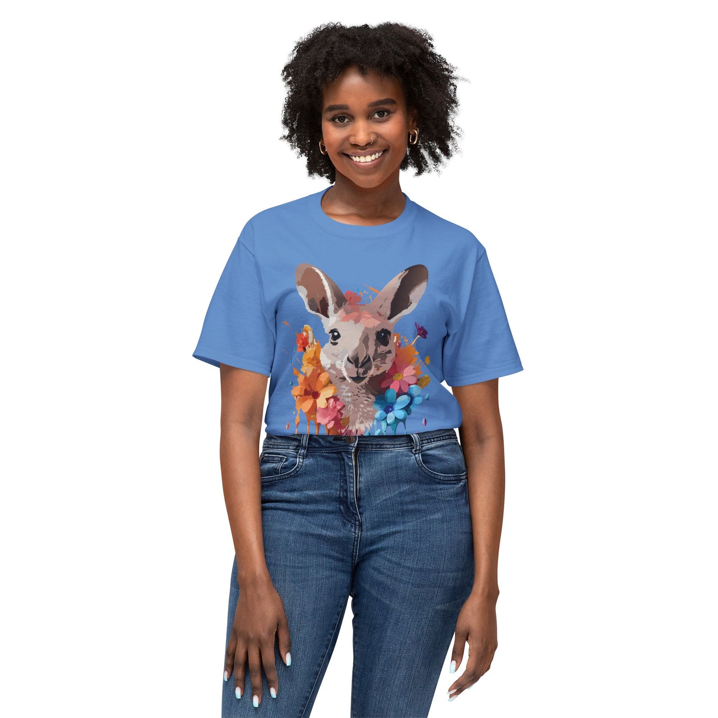 Kangaroo T-Shirt, Vintage Kangaroo Tee, Floral Tees, Kangaroo Art Design Shirt, Tee Shirt with Kangaroo 1